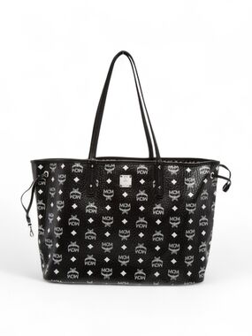 MCM Black Logo-Print Tote Bag